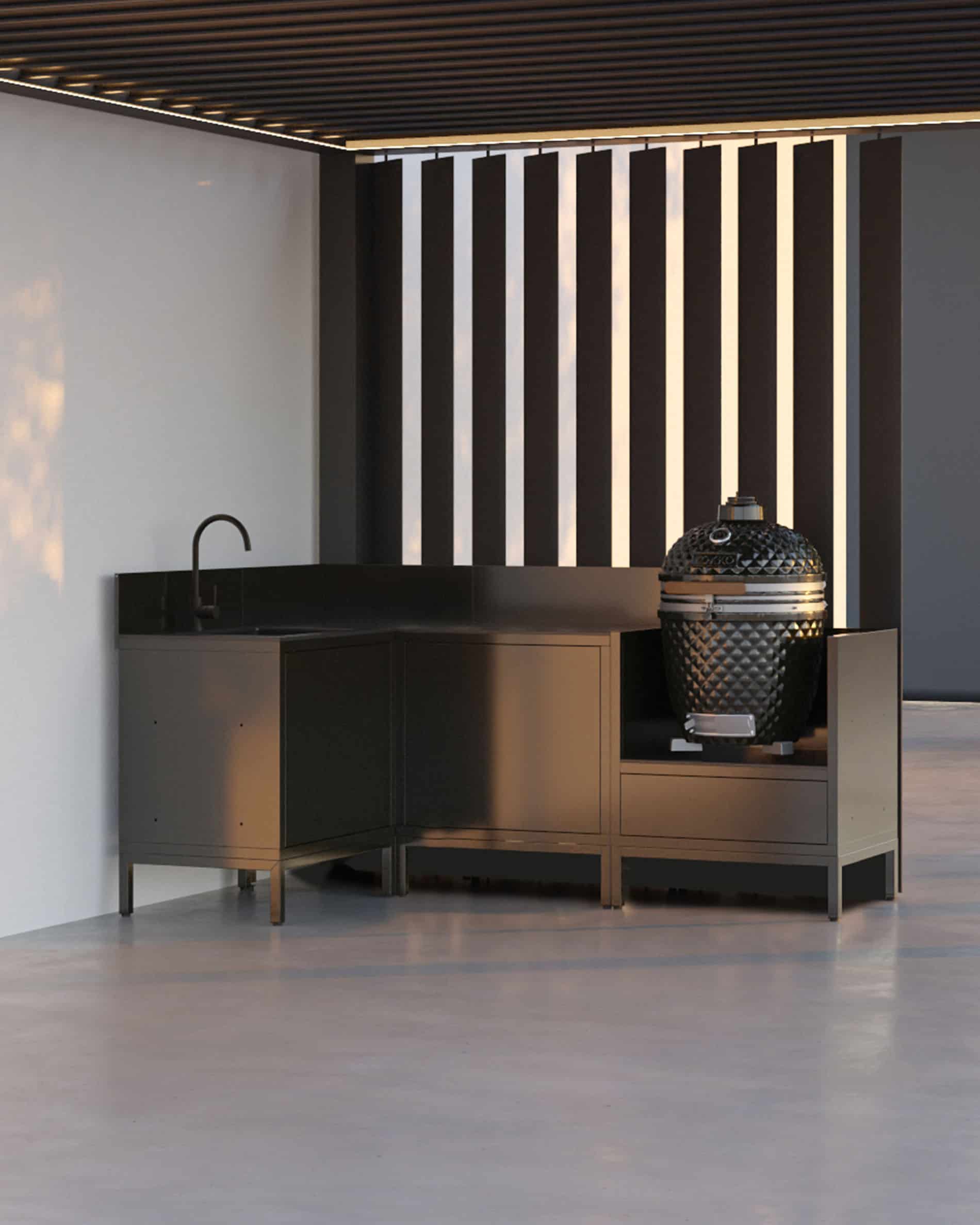 Cuisine d’extérieur PILOTIS – 4 modules, évier inox & module d’angle pour Kokko - Image 5