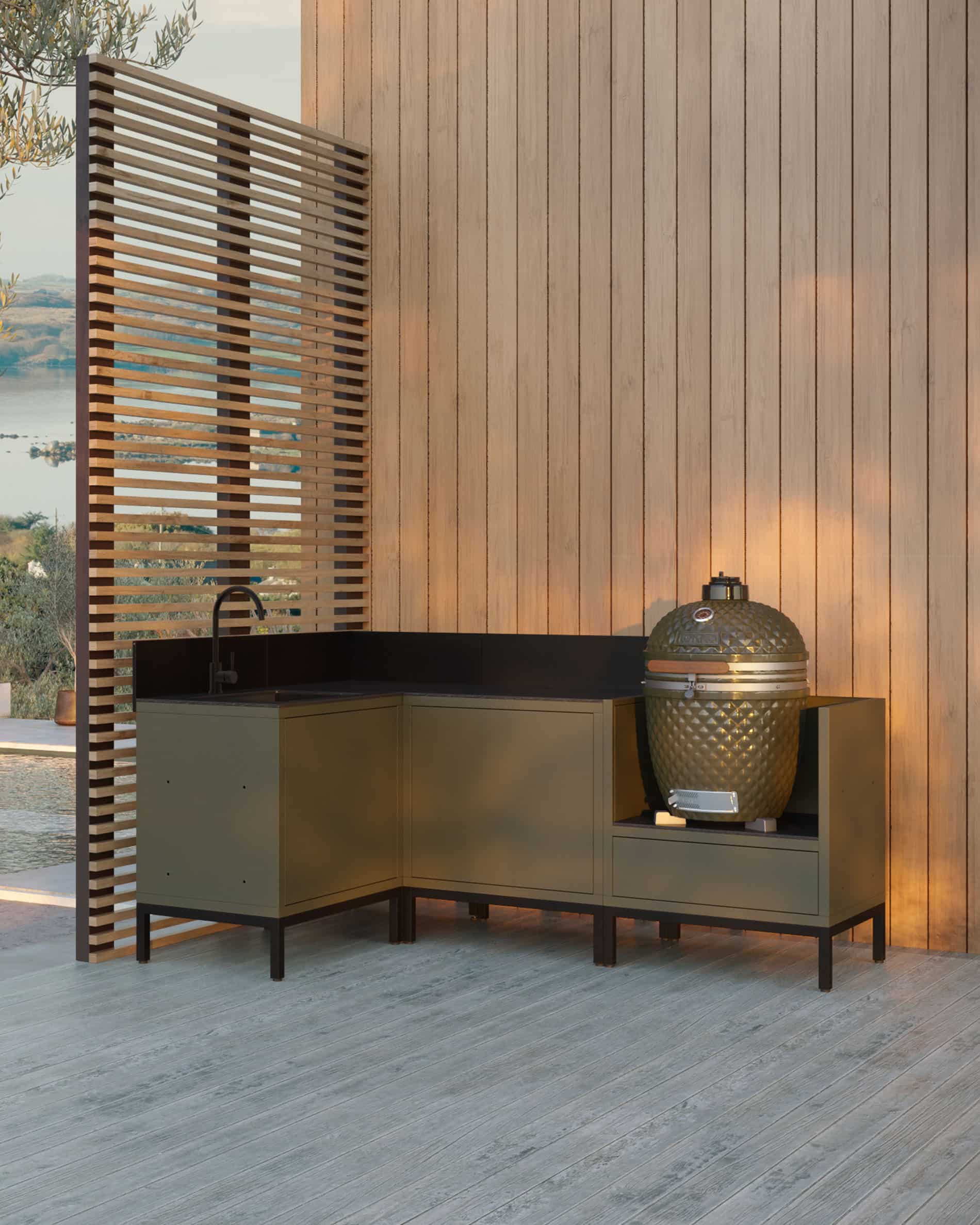 Cuisine d’extérieur PILOTIS – 4 modules, évier inox & module d’angle pour Kokko - Image 6