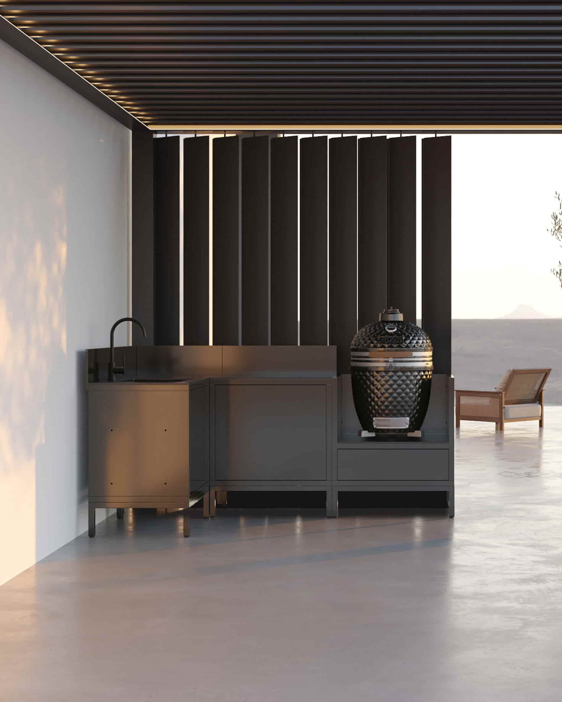 Cuisine d’extérieur PILOTIS – 4 modules, évier inox & module d’angle pour Kokko - Image 8